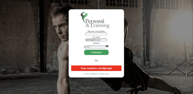 Personal & Training Login page